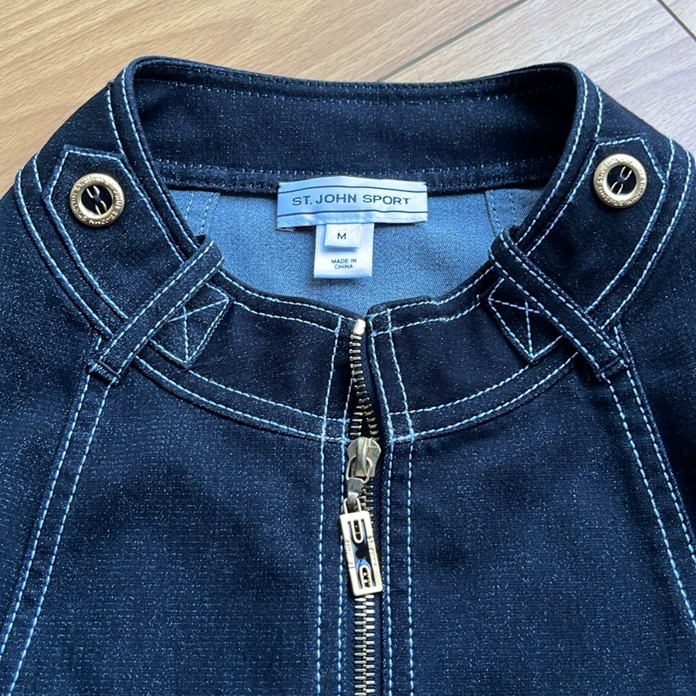 St. John Sport denim zip up - Picture 3 of 10